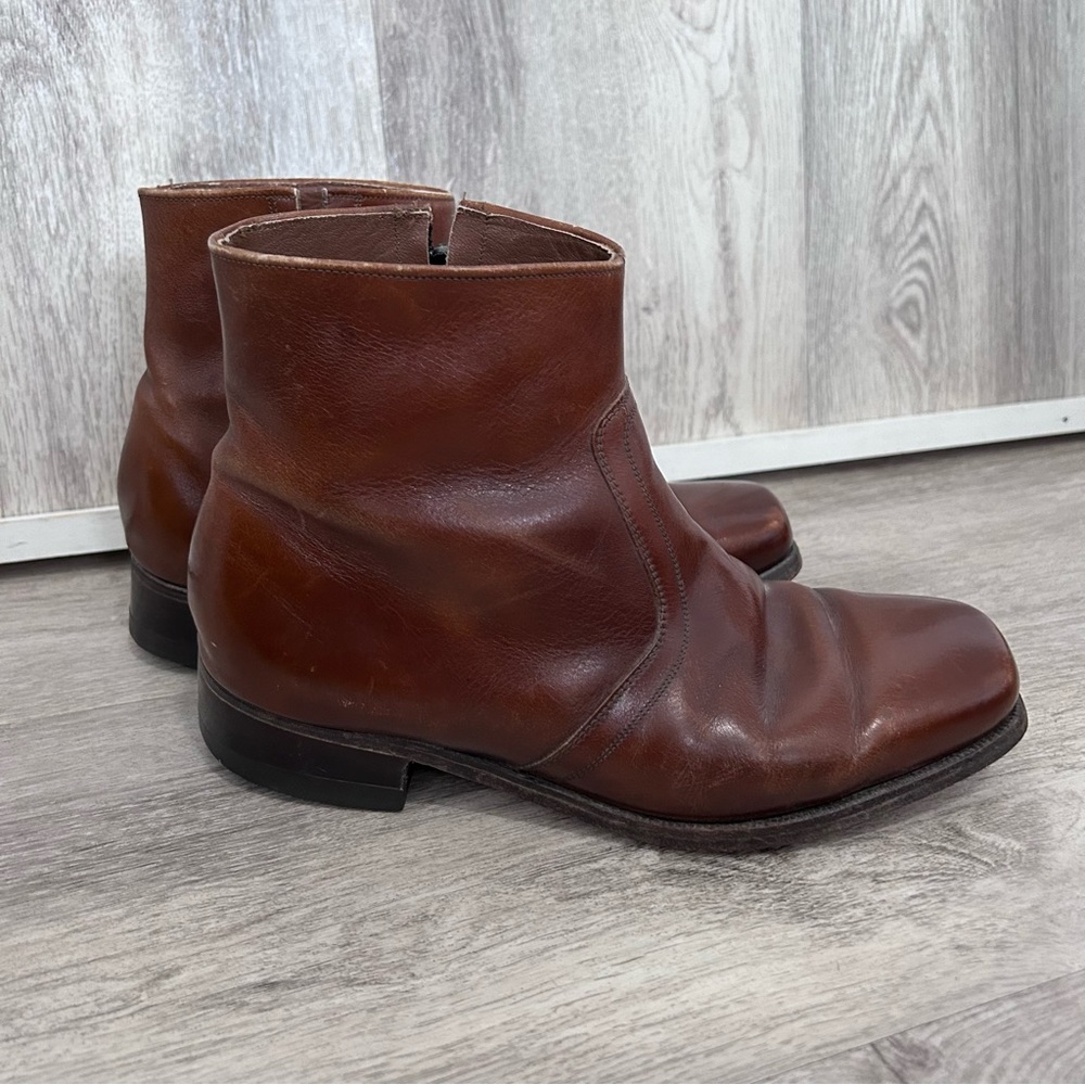 Vintage Florsheim Imperial Beatle Disco Boots Men's 8 EEE Wide Brown Leather